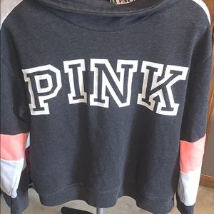 Pink gray turtleneck sweater